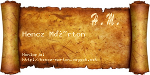 Hencz Márton névjegykártya