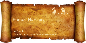 Hencz Márton névjegykártya